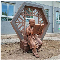 校園孩童讀書雕塑 校園孩童讀書雕塑