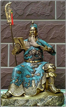 鑄銅關(guān)公 彩繪夜讀春秋關(guān)公像