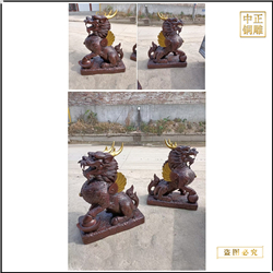 鑄銅關(guān)公 定制純銅麒麟擺件