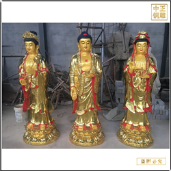 彩繪貼金西方三圣站像 彩繪貼金西方三圣站像