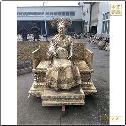 鑄銅關(guān)公 貼金慈禧太后人物銅雕塑