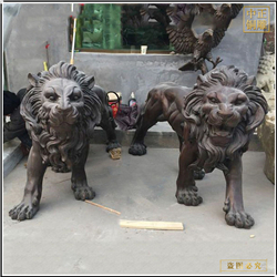 鑄銅關公 栗色銅獅子雕塑