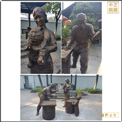 鑄銅關(guān)公 室外園林女子抱孩子銅雕塑
