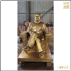 鑄銅關公 純銅鎏金名人坐像雕塑