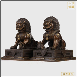 鑄銅關(guān)公 坐宮門獅子雕塑