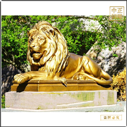 鑄銅關(guān)公 純黃銅獅子雕塑圖片