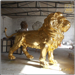 鑄銅關(guān)公 大型鎏金銅雕獅子