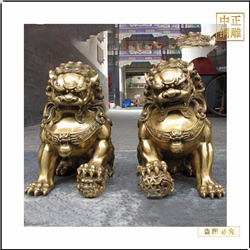 鑄銅關公 一對1.2米銅獅子