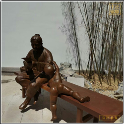 鑄銅關公 古代母子玩耍銅雕塑