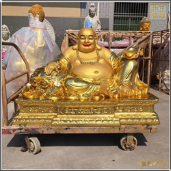 鑄銅關公 貼金彩繪彌勒佛銅像生產