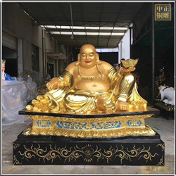 貼金手托元寶彌勒佛銅像 貼金手托元寶彌勒佛銅像