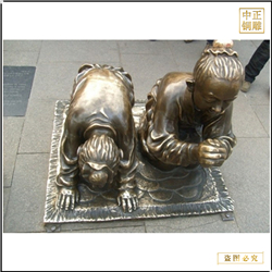 鑄銅關公 古代小孩磕頭祝福銅雕塑