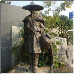 鑄銅關公 古代人物捕魚銅雕塑