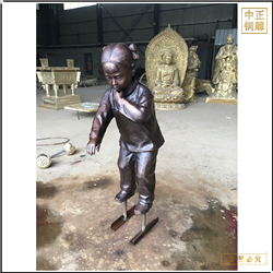 鑄銅關公 古代小女孩銅雕塑