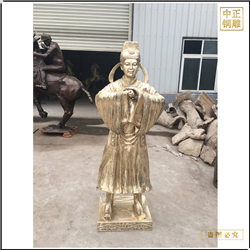 鑄銅關公 古代戴帽子人物雕塑