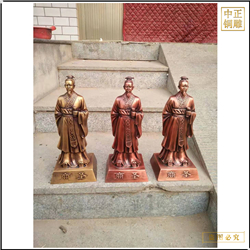 鑄銅關公 彩繪小型古代人物雕塑擺件