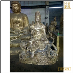 鑄銅關公 純銅文殊普賢佛像可定制