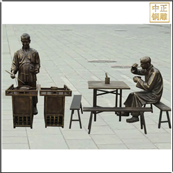 鑄銅關公 步行街吃飯人物銅雕塑