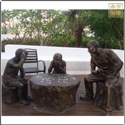 鑄銅關公 公園廣場下象棋雕塑