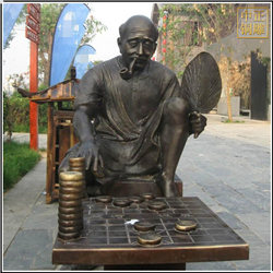 鑄銅關公 大型下象棋人物銅雕塑