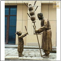 鑄銅關公 古代街邊賣糖葫蘆銅雕塑