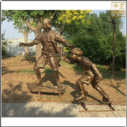 鑄銅關(guān)公 小孩滑滑車(chē)人物銅雕塑