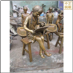 鑄銅關(guān)公 校園小女孩看書銅雕塑