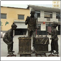 鑄銅關公 街邊賣東西人物雕塑