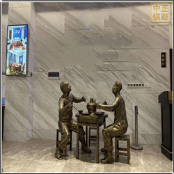 鑄銅關公 火鍋店門口迎賓人物銅雕塑