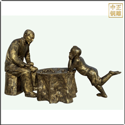 鑄銅關公 下象棋對弈人物雕塑