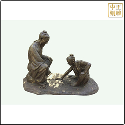 鑄銅關公 下象棋景觀人物雕塑