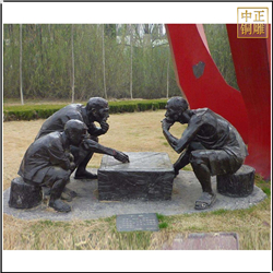 鑄銅關公 下象棋人物雕塑