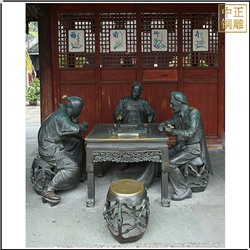鑄銅關(guān)公 打麻將人物雕塑