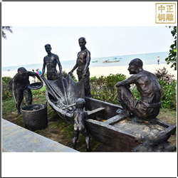 鑄銅關公 漁民出海人物雕塑