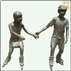 鑄銅關(guān)公 小孩溜冰銅雕塑