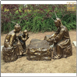 鑄銅關公 園林古代人物下象棋銅雕塑