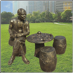 鑄銅關公 園林下棋人物銅雕塑