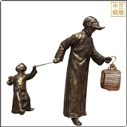 鑄銅關(guān)公 古代遛鳥銅雕塑