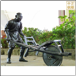 鑄銅關(guān)公 古代推車銅雕塑