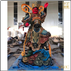 鑄銅關公 貼金彩繪四大天王銅佛像