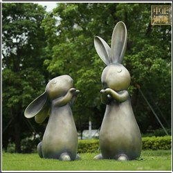 鑄銅關公 園林小兔子景觀雕塑